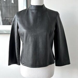 Lambs Leather Mock Neck Top